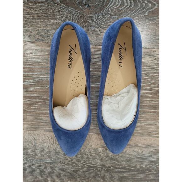 Trotters Women's Blue Suede Kitten Heels size 6WW Pumps #7 - Picture 2 of 6